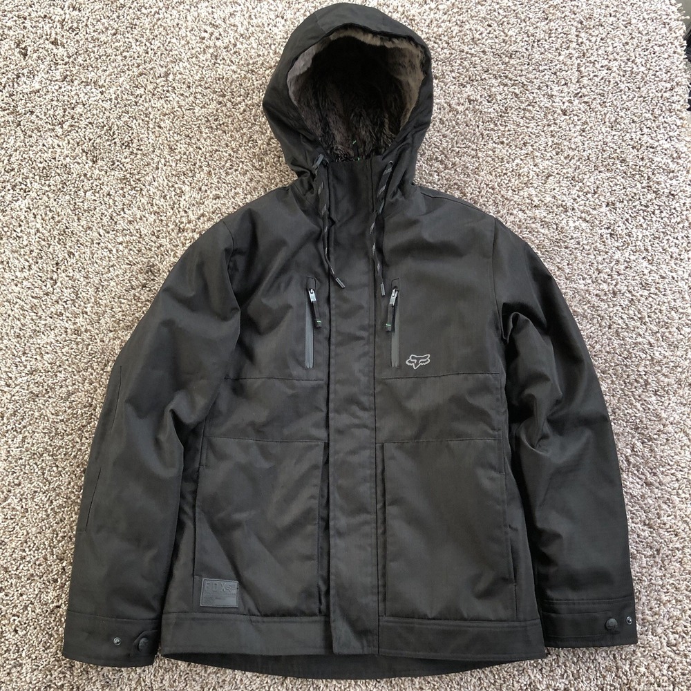 Fox Racing Sasquatch Full Zip Hoodie Jacket Mens S Black Ripstop Faux Fur Lined
